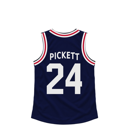 La Clippers jersey keychain — Jalen Pickett #24. Exact saved player artwork preview.