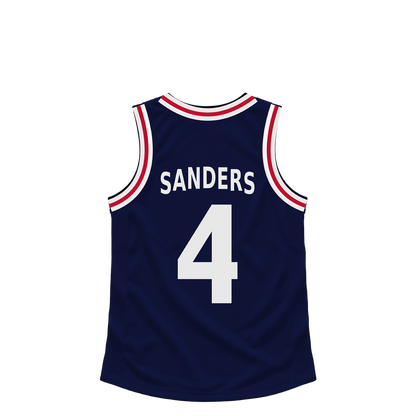 La Clippers jersey keychain — Kobe Sanders #4. Exact saved player artwork preview.