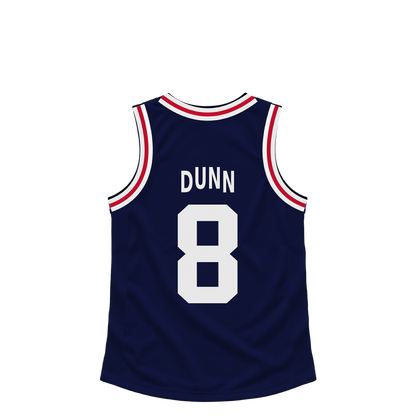 La Clippers jersey keychain — Kris Dunn #8. Exact saved player artwork preview.