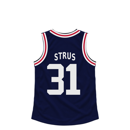 La Clippers jersey keychain — Max Strus #31. Exact saved player artwork preview.
