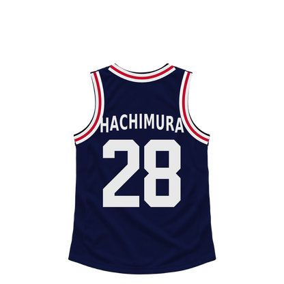La Clippers jersey keychain — Rui Hachimura #28. Exact saved player artwork preview.