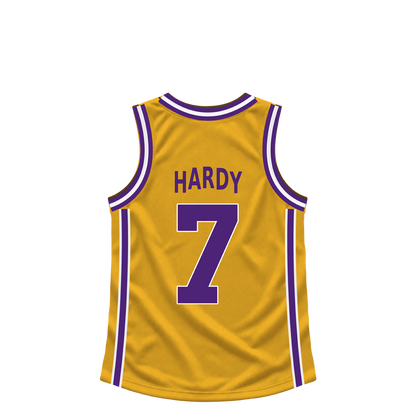 Los Angeles Lakers jersey keychain — Jaden Hardy #7. Exact saved player artwork preview.