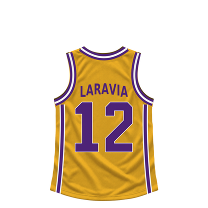 Los Angeles Lakers jersey keychain — Jake LaRavia #12. Exact saved player artwork preview.