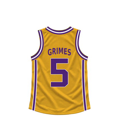 Los Angeles Lakers jersey keychain — Quentin Grimes #5. Exact saved player artwork preview.