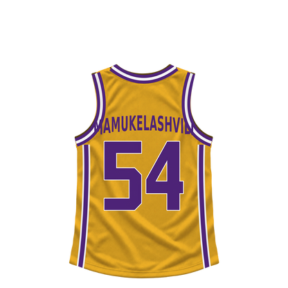 Los Angeles Lakers jersey keychain — Sandro Mamukelashvili #54. Exact saved player artwork preview.