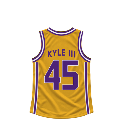 Los Angeles Lakers jersey keychain — William Kyle III #45 — Earlier design. Exact saved player artwork preview.