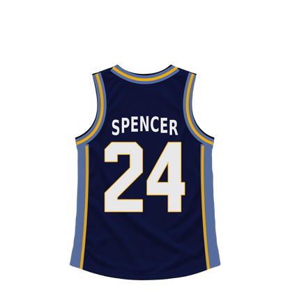 Memphis Grizzlies jersey keychain — Cam Spencer #24. Exact saved player artwork preview.