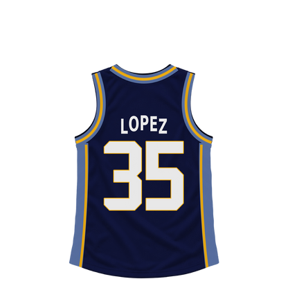 Memphis Grizzlies jersey keychain — Karim Lopez #35. Exact saved player artwork preview.