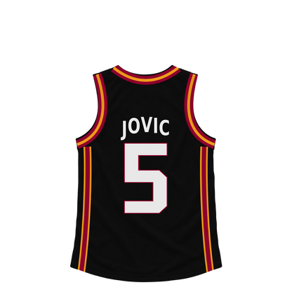 Miami Heat jersey keychain — Nikola Jovic #5. Exact saved player artwork preview.