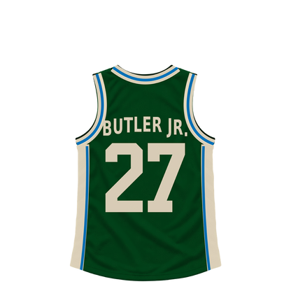 Milwaukee Bucks jersey keychain — John Butler Jr. #27 — Earlier design. Exact saved player artwork preview.