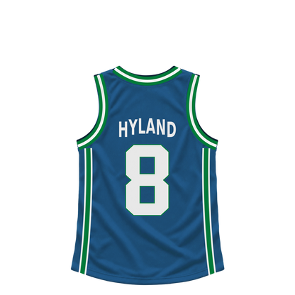 Minnesota Timberwolves jersey keychain — Bones Hyland #8. Exact saved player artwork preview.