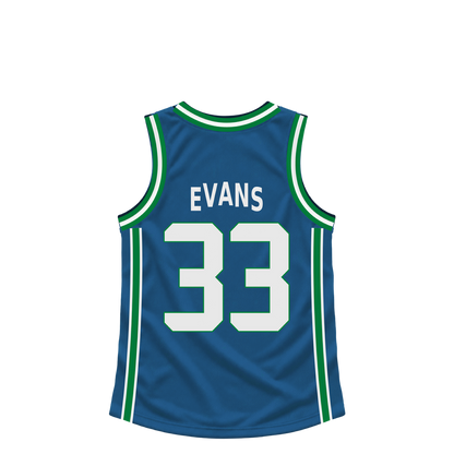 Minnesota Timberwolves jersey keychain — Isaiah Evans #33. Exact saved player artwork preview.