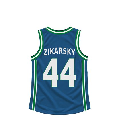 Minnesota Timberwolves jersey keychain — Rocco Zikarsky #44. Exact saved player artwork preview.