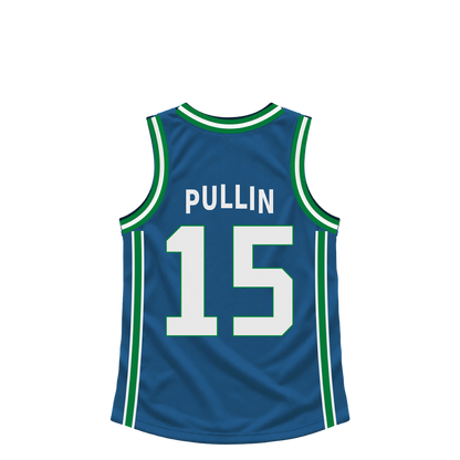 Minnesota Timberwolves jersey keychain — Zyon Pullin #15. Exact saved player artwork preview.
