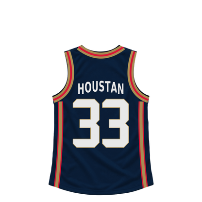 New Orleans Pelicans jersey keychain — Caleb Houstan #33 — Earlier design. Exact saved player artwork preview.