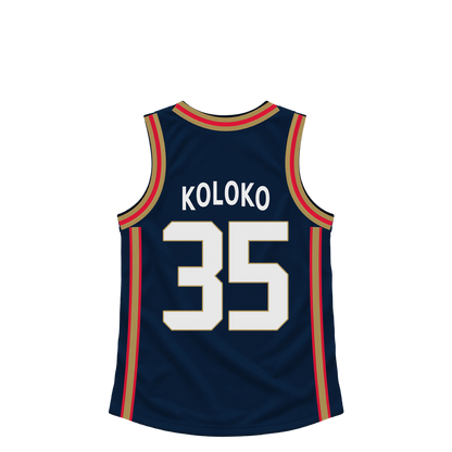 New Orleans Pelicans jersey keychain — Christian Koloko #35 — Earlier design. Exact saved player artwork preview.