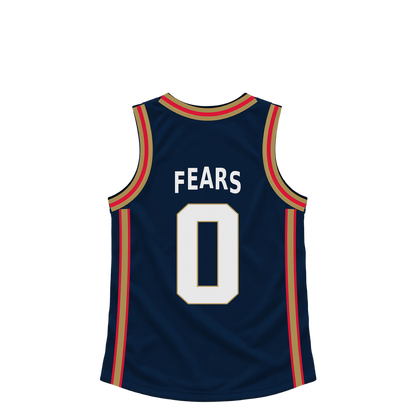 New Orleans Pelicans jersey keychain — Jeremiah Fears #0. Exact saved player artwork preview.
