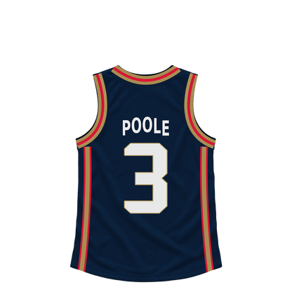 New Orleans Pelicans jersey keychain — Jordan Poole #3. Exact saved player artwork preview.