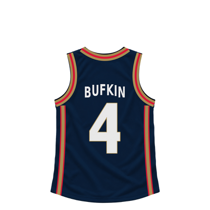 New Orleans Pelicans jersey keychain — Kobe Bufkin #4. Exact saved player artwork preview.