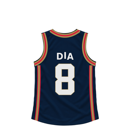 New Orleans Pelicans jersey keychain — Malik Dia #8. Exact saved player artwork preview.