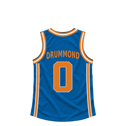 New York Knicks jersey keychain — Andre Drummond #0. Exact saved player artwork preview.