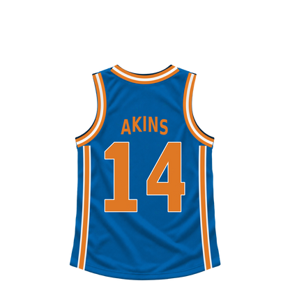 New York Knicks jersey keychain — Jaden Akins #14. Exact saved player artwork preview.