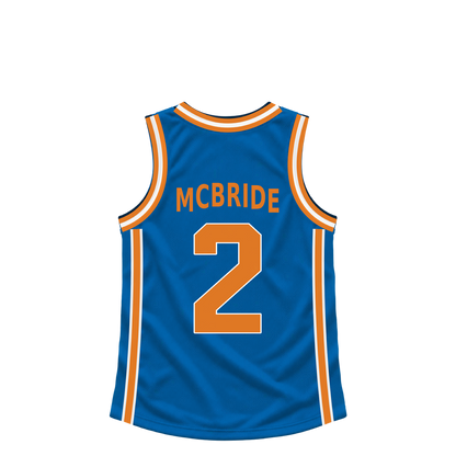 New York Knicks jersey keychain — Miles McBride #2. Exact saved player artwork preview.