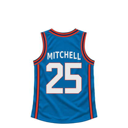 Oklahoma City Thunder jersey keychain — Ajay Mitchell #25. Exact saved player artwork preview.