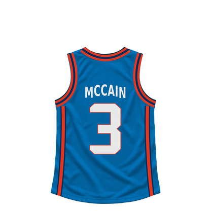 Oklahoma City Thunder jersey keychain — Jared McCain #3. Exact saved player artwork preview.