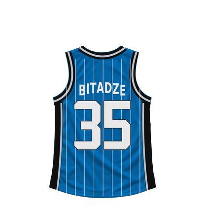 Orlando Magic jersey keychain — Goga Bitadze #35. Exact saved player artwork preview.