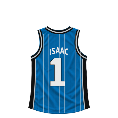 Orlando Magic jersey keychain — Jonathan Isaac #1. Exact saved player artwork preview.
