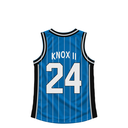 Orlando Magic jersey keychain — Kevin Knox II #24. Exact saved player artwork preview.