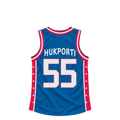 Philadelphia 76Ers jersey keychain — Ariel Hukporti #55. Exact saved player artwork preview.