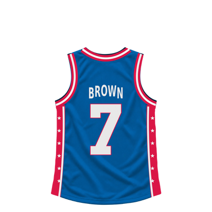 Philadelphia 76Ers jersey keychain — Jaylen Brown #7. Exact saved player artwork preview.