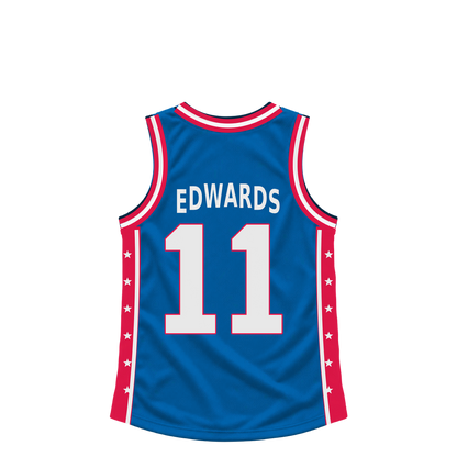 Philadelphia 76Ers jersey keychain — Justin Edwards #11. Exact saved player artwork preview.