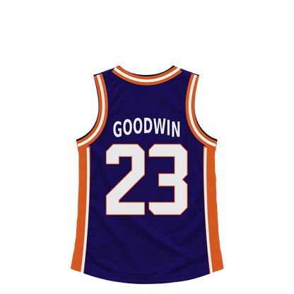 Phoenix Suns jersey keychain — Jordan Goodwin #23. Exact saved player artwork preview.