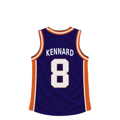 Phoenix Suns jersey keychain — Luke Kennard #8. Exact saved player artwork preview.