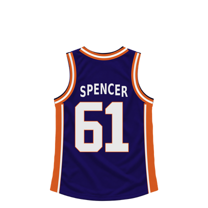 Phoenix Suns jersey keychain — Pat Spencer #61. Exact saved player artwork preview.