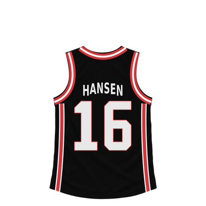 Portland Trail Blazers jersey keychain — Yang Hansen #16. Exact saved player artwork preview.