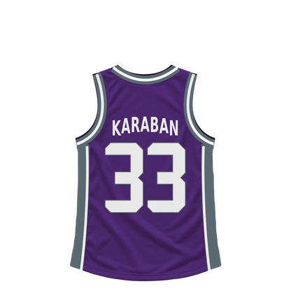 Sacramento Kings jersey keychain — Alex Karaban #33. Exact saved player artwork preview.