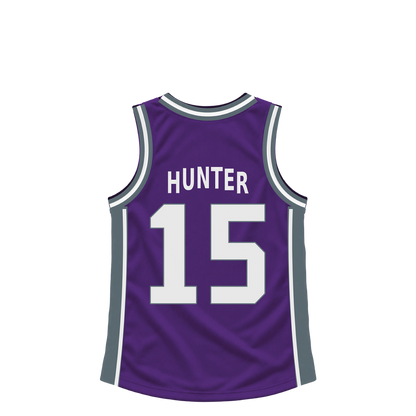 Sacramento Kings jersey keychain — De'Andre Hunter #15. Exact saved player artwork preview.