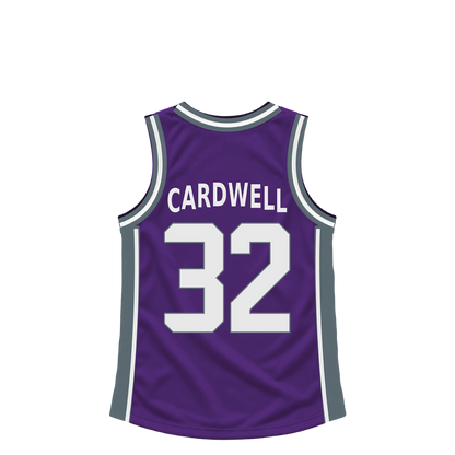 Sacramento Kings jersey keychain — Dylan Cardwell #32. Exact saved player artwork preview.