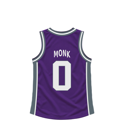 Sacramento Kings jersey keychain — Malik Monk #0. Exact saved player artwork preview.