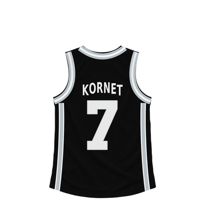 San Antonio Spurs jersey keychain — Luke Kornet #7. Exact saved player artwork preview.
