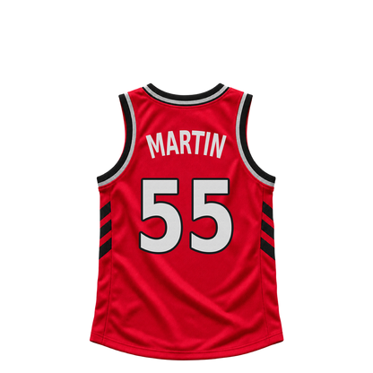 Toronto Raptors jersey keychain — Alijah Martin #55. Exact saved player artwork preview.
