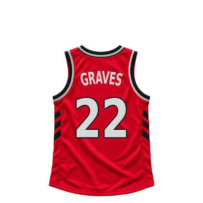 Toronto Raptors jersey keychain — Allen Graves #22. Exact saved player artwork preview.