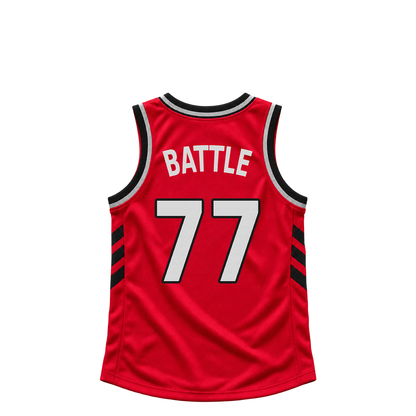 Toronto Raptors jersey keychain — Jamison Battle #77. Exact saved player artwork preview.