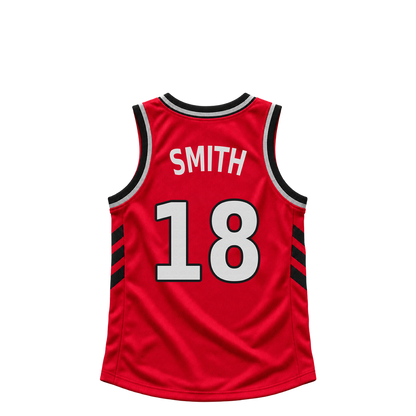 Toronto Raptors jersey keychain — Malachi Smith #18. Exact saved player artwork preview.