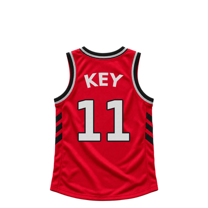 Toronto Raptors jersey keychain — Tyreke Key #11. Exact saved player artwork preview.