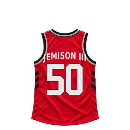 Toronto Raptors jersey keychain — Trey Jemison III #50 — Earlier design. Exact saved player artwork preview.